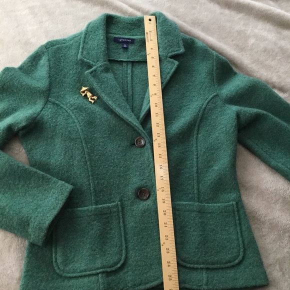🌲 LANDS' END Spruce Tailored WOOL  Cardigan EUC Sz 14 VNUC 🌲 Pockets 😉 - Picture 4 of 16
